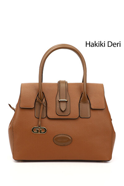 GÖNDERİ(R) حقيبة يد وكتف نسائية كبيرة الحجم من الجلد الطبيعي بلاتينيوم من TAB...