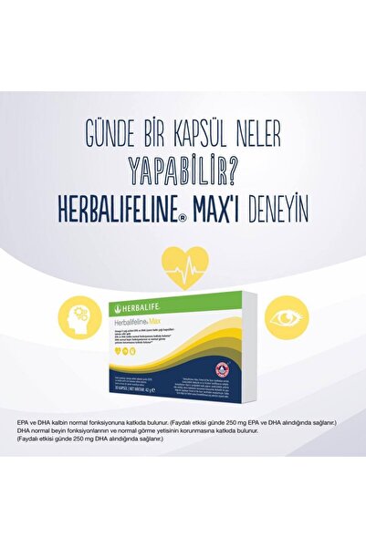 Herbalife Herbalifeline Max Omega 3 Balık Yağı Takviye edici gıda 30 Kapsül