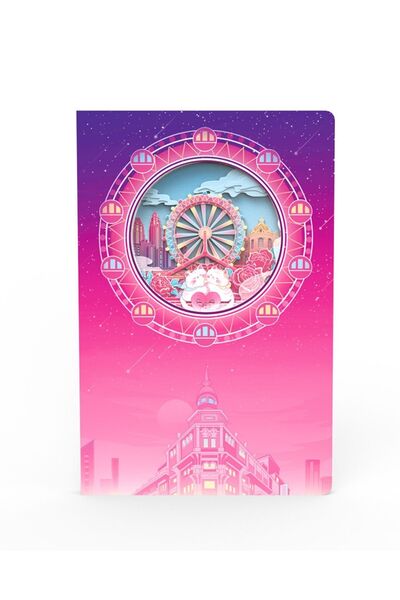 Ecrou Ferris Wheel Themed 3D Stereo Layered Carved Page Notebook Agenda Memo Pad 20.8 X 14 cm 120 Sheets