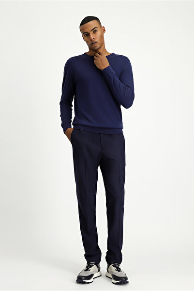 Kiğılı Super Slim Fit Ekstra Dar Kesim Likralı Beli Lastikli İpli Klasik Kumaş Pantolon