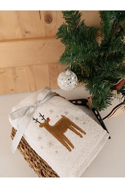 Baveno Pamuklu 2'li Şirin Nakışlı Hediyelik Havlu Seti