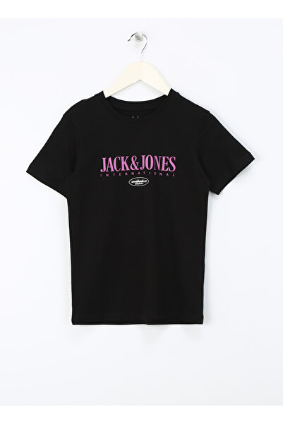 Jack & Jones Baskılı Siyah Erkek Çocuk T-Shirt JORLUCCA FASTRUNNER1 TEE SS CR...