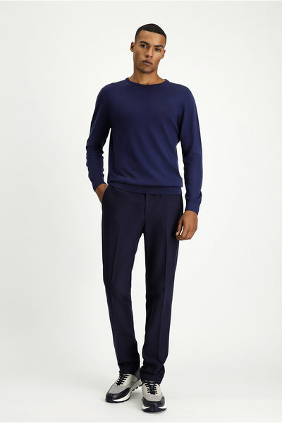 Kiğılı Super Slim Fit Ekstra Dar Kesim Likralı Beli Lastikli İpli Klasik Kumaş Pantolon