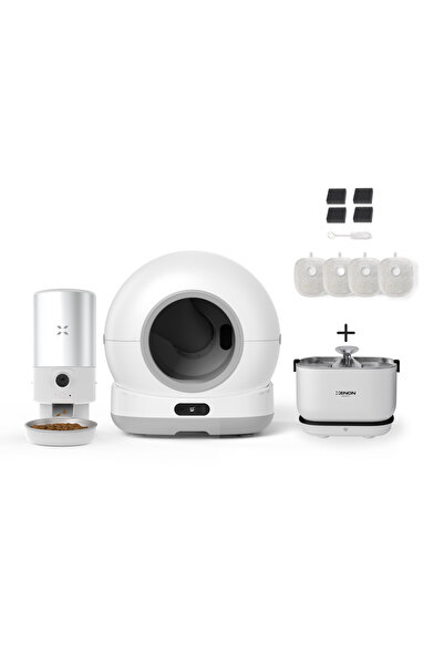 Xenon Smart Akıllı Otomatik Kedi Tuvaleti Çelik 5 lt Mama Kabı Akıllı Kablosuz Su Pınarı 4'lü Pet Seti