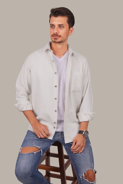 Etikmen Біла однотонна чоловіча сорочка-лісоруб великого розміру