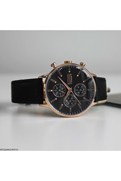 MICHAEL TOMMY Mt20289Gsyrsy33 Men's Watch with Leather Band