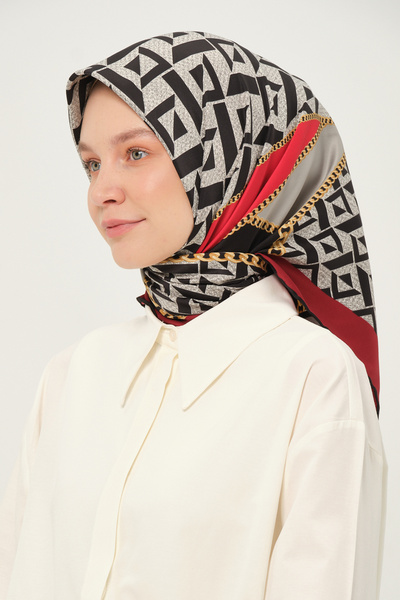 Madame Polo Printed Twil Scarf Multicolor Non-Slip 90X90 cm