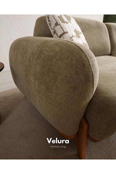 Velura Home & Living Vezir Sırt Mekanizmalı 3 Adet Üçlü Kanepe & 3'lü Koltuk (3+3+3) - Yeşil