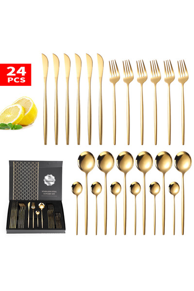 Trendy's Set 24 tacamuri, stainles steel, TRENDY’S, gold