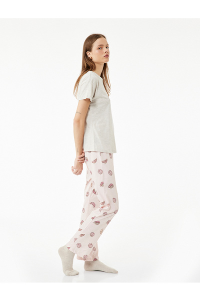 Koton Cotton Printed Long Sleeve Pajamas Set
