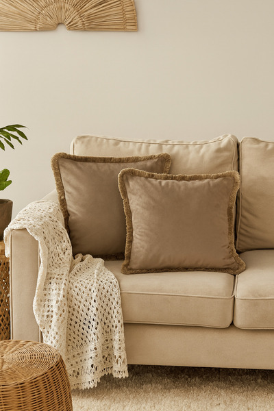 Vannes Home Fringed 2-Piece Decorative Throw Pillow Cover 45X45 cm