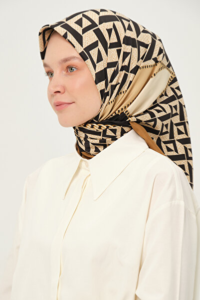 Madame Polo وشاح تويل مطبوع متعدد الألوان غير قابل للانزلاق مقاس 90x90 سم