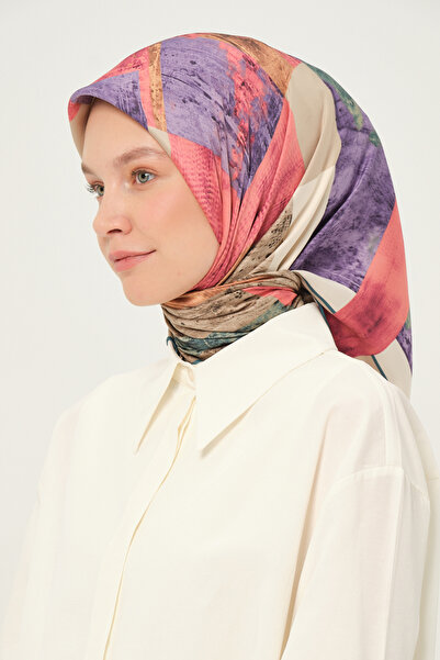 Madame Polo Eșarfă din Rayon Imprimată Multicoloră Anti-alunecare 90x90 Cm