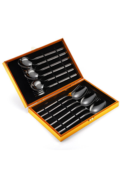 Trendy's Set of 6 spoons + 6 forks, TRENDY'S, black