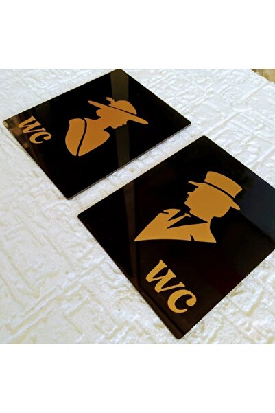 Yönline Vintage Wc Sign Gold - Set