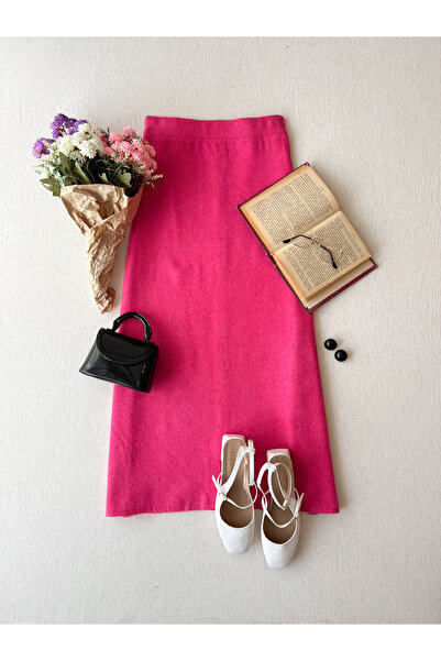 KÜÇÜĞÜM BUTİK Pink Stamped Long Skirt
