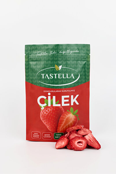 Tastella food فراولة مجففة بالتجميد، فراولة مجففة بالتجميد - رقائق فواكه مقرمشة - وجبة خفيفة صحية من الفواكه