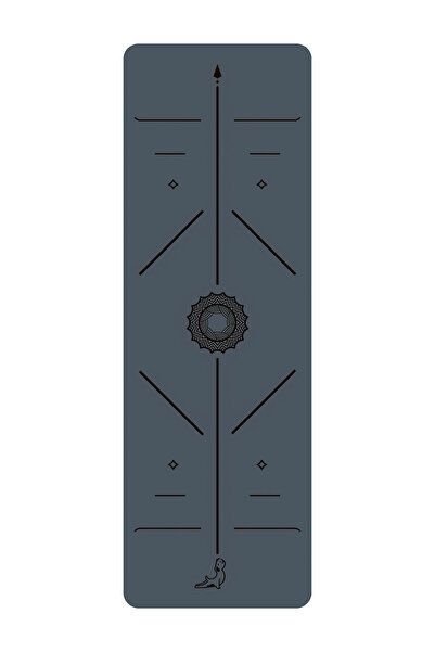 PETARYA Focus Serisi 4.1 mm Kaydırmaz Kauçuk Taban Yoga Matı Pilates Minderi Sis Mavisi