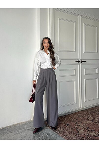 mydukkan.co Nadia Pileli Pantolon Füme
