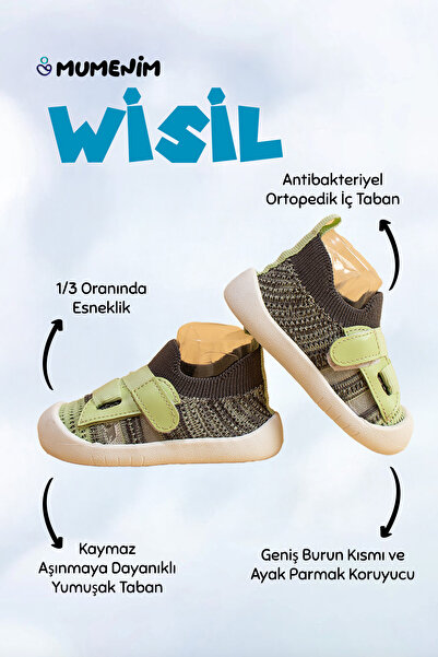 Mumenim Wisil Kids Baby Velcro Flexible Soft Orthopedic Sole Green First Step Shoes