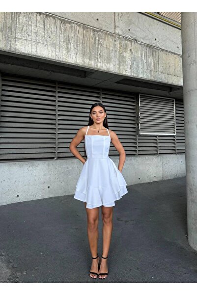 QueenMood Сукня-комбінезон з бретельками, біла 583252