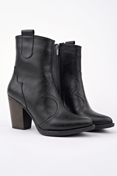 MUGGO WESTON Жіночі ковбойські черевики на товстому каблуці з гострим носком, деталізованою застібкою-блискавкою