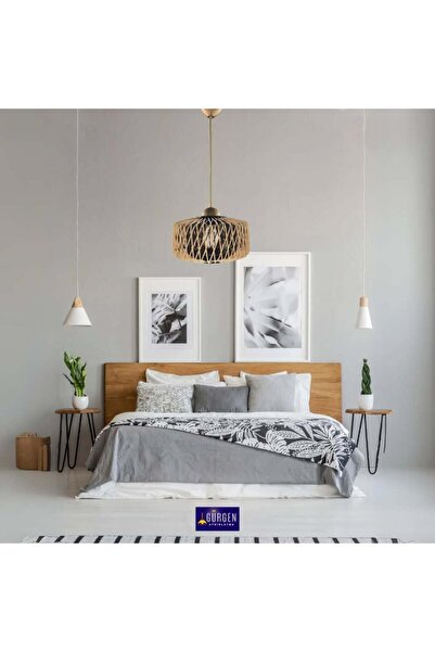 AILEEN Rattan Bambu Avize – Doğal El İşçiliği Dekoratif Tavan Lambası E27 Duy...