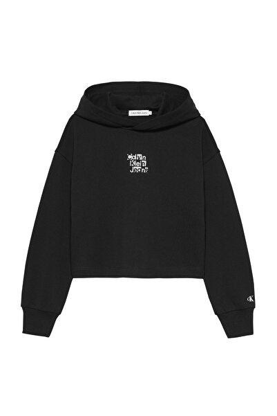 Calvin Klein Black Metallic Printed Women's Sweatshirt - Ckj Back Logo Hoodie