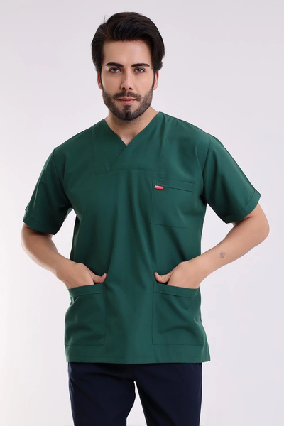 Bilenn Tekstil قميص رجالي ذو ياقة مغلف - 58 أخضر داكن