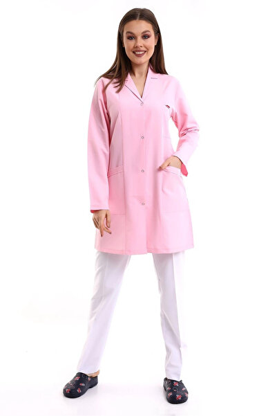 Bilenn Tekstil سترة طبيب مدرس نسائية مقاس متوسط ​​- 12 وردي فاتح