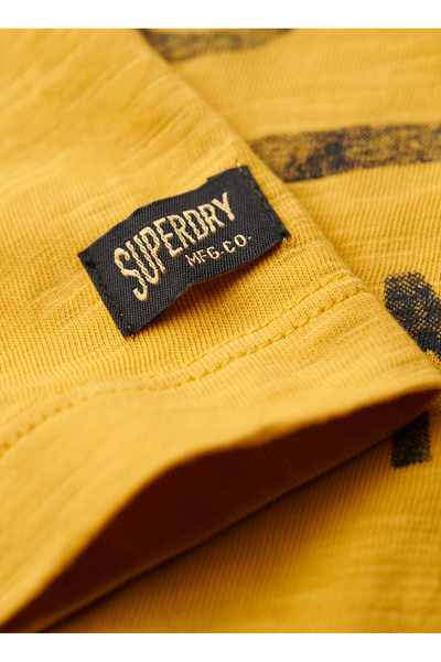 SUPERDRY Bisiklet Yaka Baskılı Sarı Erkek T-Shirt M1011905A2AO_COPPER LABEL SCRIPT TE