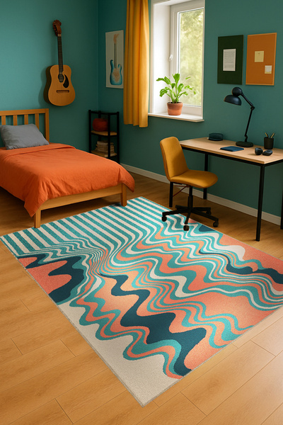 Rugs Modern Halı Διακοσμητικό χαλί με θεματικό σχέδιο και διάσπαρτες λωρίδες ...