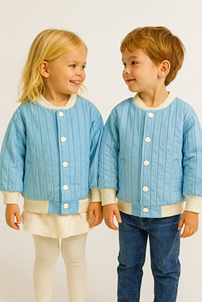 Motebarn Wear Unisex Kapitone Cıtcıtlık Ceket Mavi