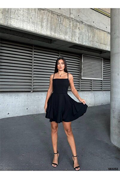 QueenMood Φόρεμα Princess Model με λουράκι μαύρο 583252