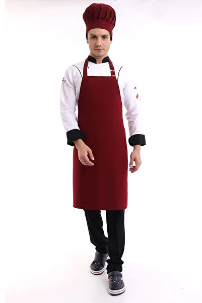 Bilenn Tekstil مريلة بحزام بدون جيوب - 19 أحمر كلاريت