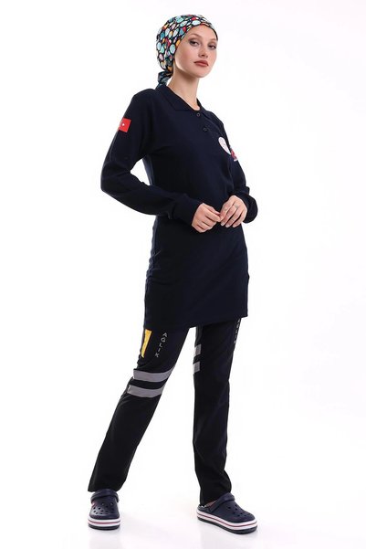 Bilenn Tekstil 112 Emergency Health Collar Tshirt Tunic Printed - Navy Blue