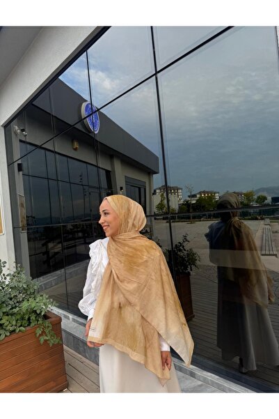 tuka Desenli Bambu Kraş Soft Şal Ekru