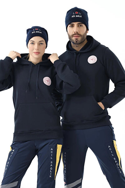 Bilenn Tekstil Hanorac unisex pentru sănătate cu glugă 112 - bleumarin