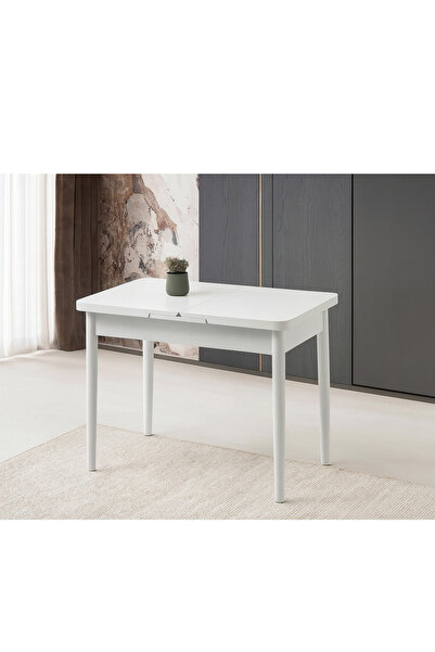 Evistro Ortadan Açılır Büyüyen Ahşap Yemek Masası Beyaz 60x100cm SADECE MASA ...