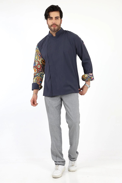 Bilenn Tekstil Jachetă de bucătar cu mâneci din lycra pentru bărbați - 6417 C...