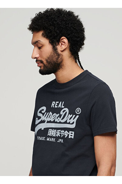 SUPERDRY Bisiklet Yaka Baskılı Lacivert Erkek T-Shirt M1011472A98T_VINTAGE VL TEE