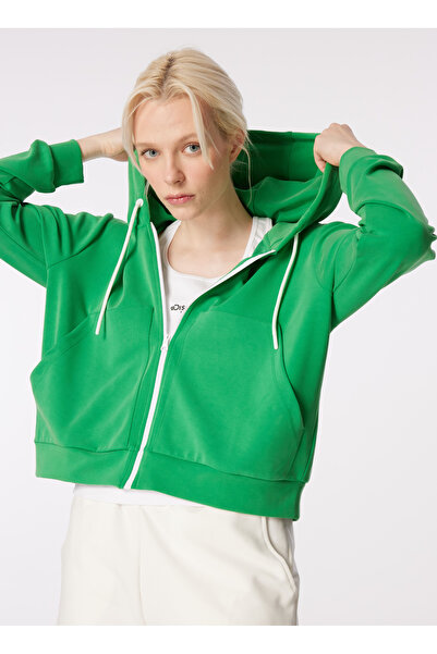 Discovery Expedition Yeşil Kadın Kapüşon Yaka Relaxed Fit Sweatmont D4SL-SWT3029