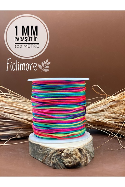 Fiolimore Paraşüt İpi 1 mm Karışık Renk 1.Kalite (1 Bobin 100 Metre) Takı Bil...