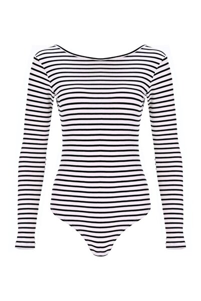 La Sarta Com Long Sleeve Backless Snap Camisole Bodysuit