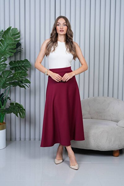 VOICTEC Puf Scuba Buy Elastic Lycra Flared Skirt