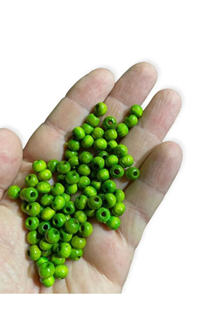 Artdeco 6 mm Green Wooden Beads (25 Grams, Average 315 Pieces) Hole Diameter 2 mm Macrame Design Jewelry Bracelet