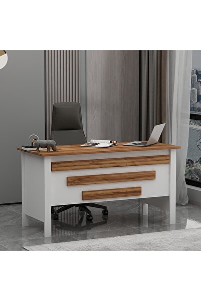 Betroya Orion Ofis Makam Çalışma Masası Beyaz Kemençe (Sandalye Dahil Değildir)