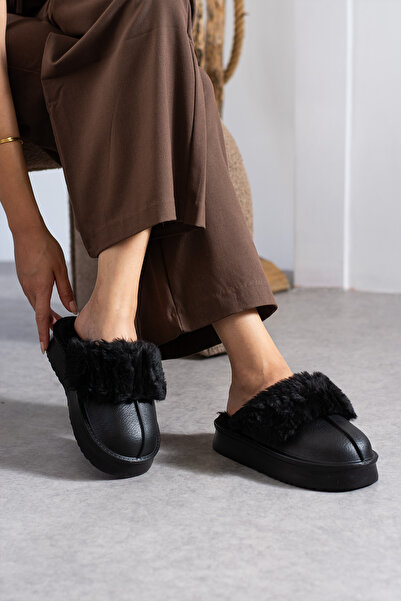 birrbazaar Kadın Kışlık Çıkarıp Yıkanabilir Peluş Sıcak Tutan Kürklü Kaymaz Rahat Taban