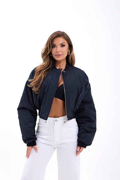Avelin moda Kadın Oversize Crop Bomber Ceket