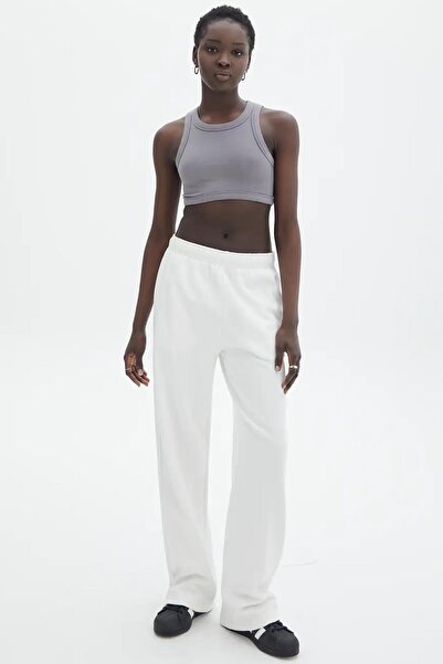 Seeh White High Waist Relaxed Fit Wide Leg Pants Sh203